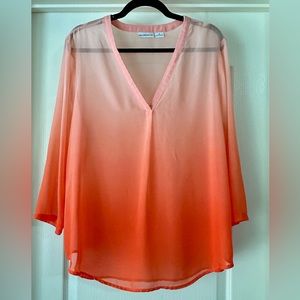 Beautiful Orange ombré sheer Liz Claiborne Blouse.